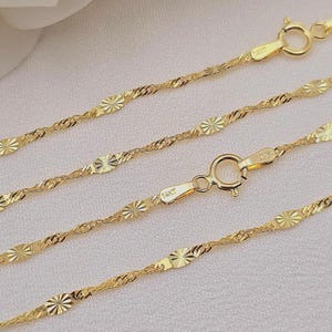 Solid 14k Gold Mirror Diamond Cut Chain - For Girls and Women - Dainty Chain - Real 14k Gold Shiny Necklaces - 14&quot; to 24&quot; Inches