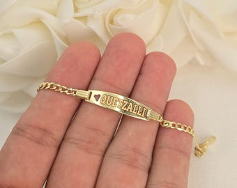Solid 14k Gold Curb Link Baby ID Bracelet - Personalized Bracelets - For Kids