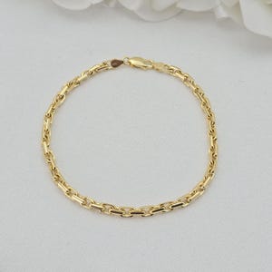 14Kゴールドロロブレスレット - エレガントで永遠の輝き - 厚さ3.8mm - ユニセックス - ギフトに最適