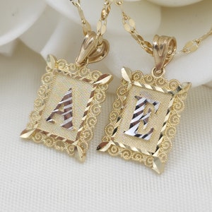 Massief 14k gouden hanger met initiaal - vierkante hanger - AZ-bedels - perfect cadeau - diamant