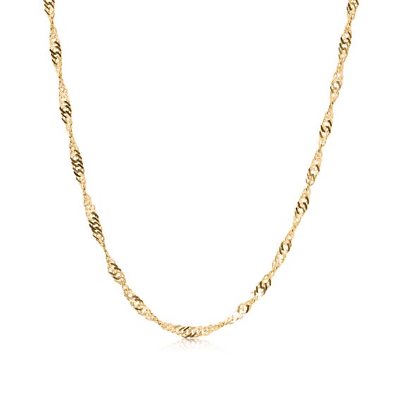 1,3 Mm Solide 14K Gelbgold DIAMANTSCHLIFF SINGAPUR KETTENKETTE 16-24" 1