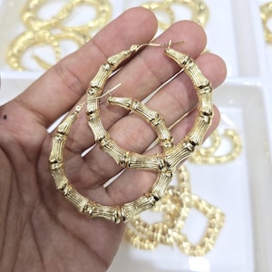 Extra Large 14k Bamboo Hoops  - 50mm - 8.5 grams