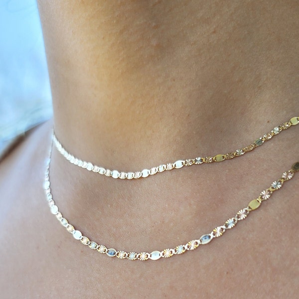 Solid 14k Gold Valentino Mirror 16" 18" 20" 22" 24" Necklace - Perfect for everyday - Shiny and elegant - 2.1mm - 3mm