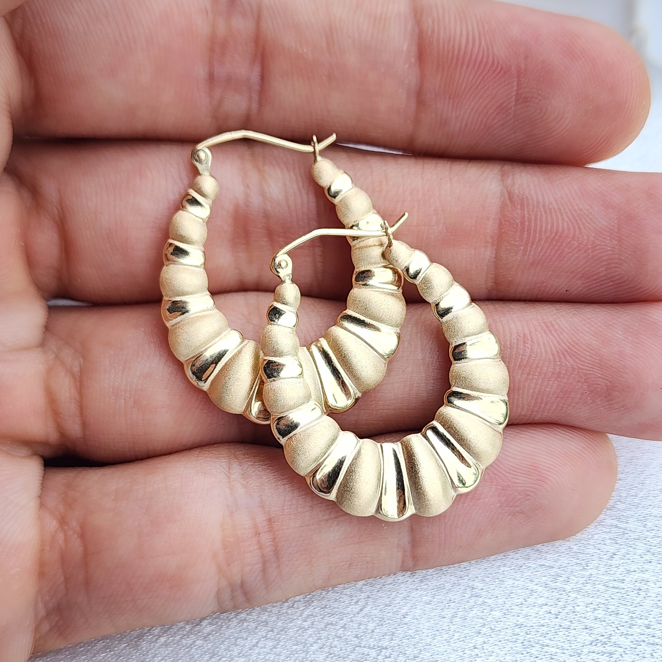 Gold shrimp hoop earrings new arrivals