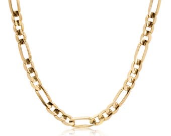 14Kゴールド クローズリンク フィガロチェーン - 1MM、2MM、3MM、3.9MM