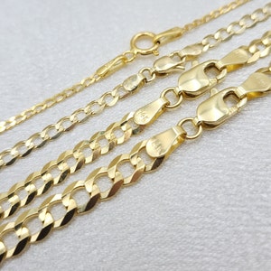 Solid 10K Yellow Gold Cuban Curb Link Chain Necklace 9mm 30 Inch Mens, Real 10kt