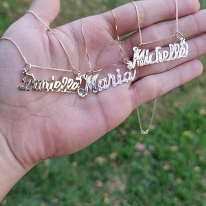 Handmade solid gold custom name plate necklace