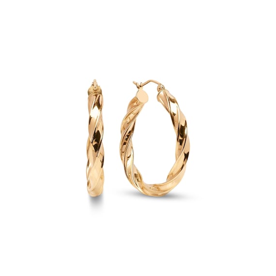 ピアス [BLACKMUSE] Gold twist link hoops Earrings 14k Gold 4MM Thick Twisted Hoop Earrings – 29mm, 39mm, 50mm
