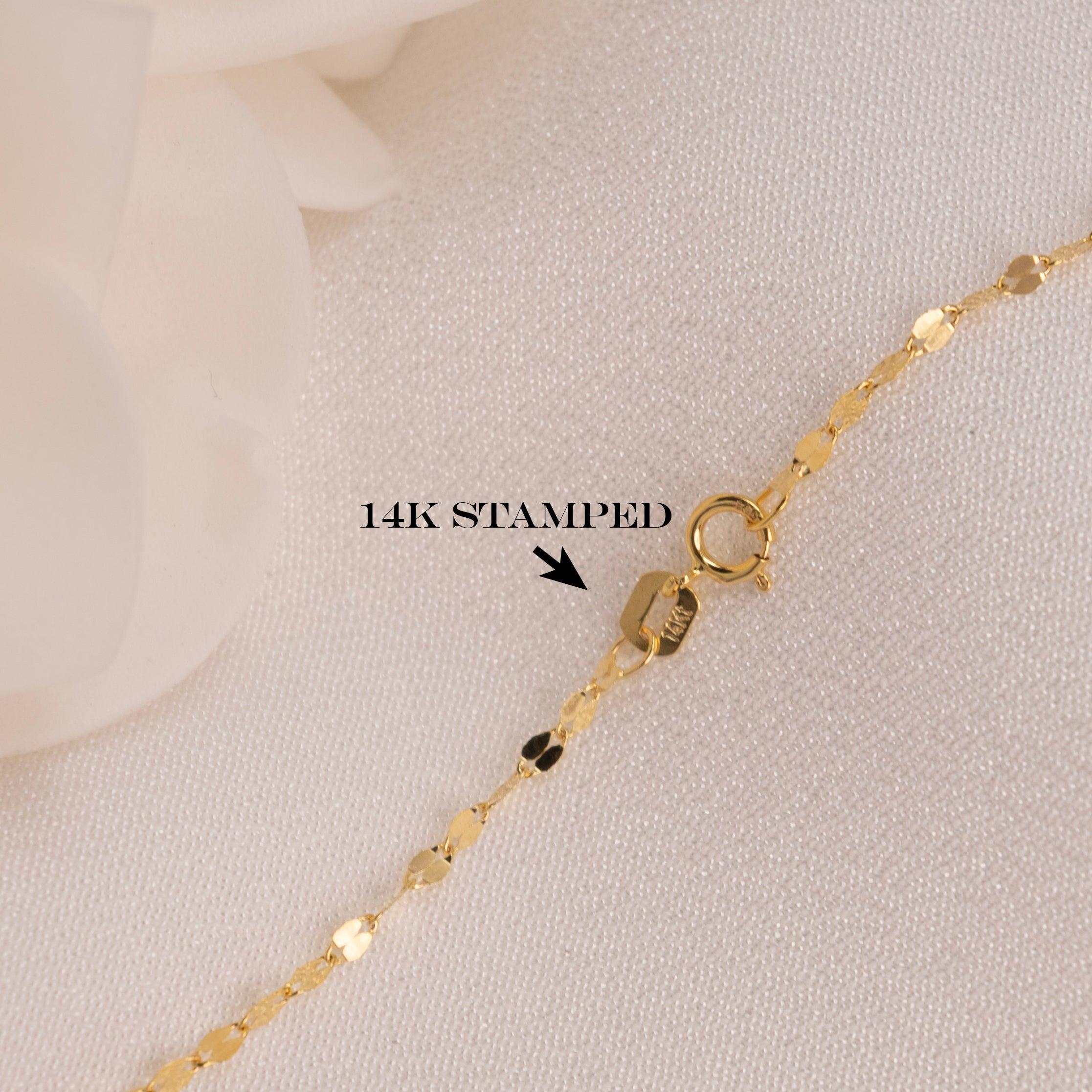 Dainty 14k Gold Mirror Chain - Hammered Necklace - Minimalist Fine ...