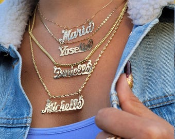 Handmade Solid 14k Gold Name Plates Pendants - Big plates - Solid 14k - 2 grams