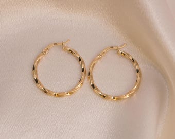 Orecchini A Cerchio Intrecciati Donna In Oro 9 Carati: Piccoli E Delicati | 15 Mm | Ipoallergenici | Yulovee In Elegante Scatola Regalo