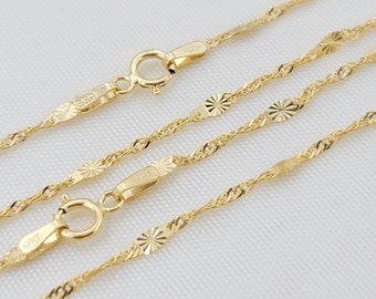 Solid 14k Gold Mirror Diamond Cut Chain - For Girls and Women - Dainty Chain - Real 14k Gold Shiny Necklaces  - 14" to 24" Inches