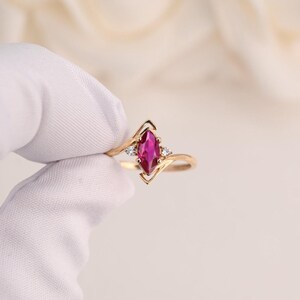 14k Marquise Simulated Ruby
