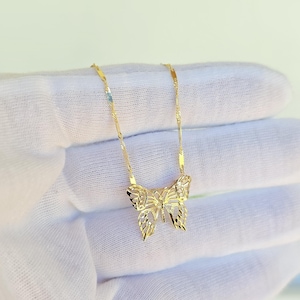 MASSIEF 14K gouden vlinderketting met hanger - glanzend en elegant - perfect cadeau voor haar - fijne gouden sieraden
