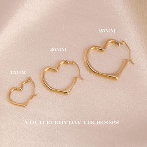 Real 14k Gold Heart Hoops – Everyday Earrings for Women – Perfect Christmas Gift – Fine Jewelry