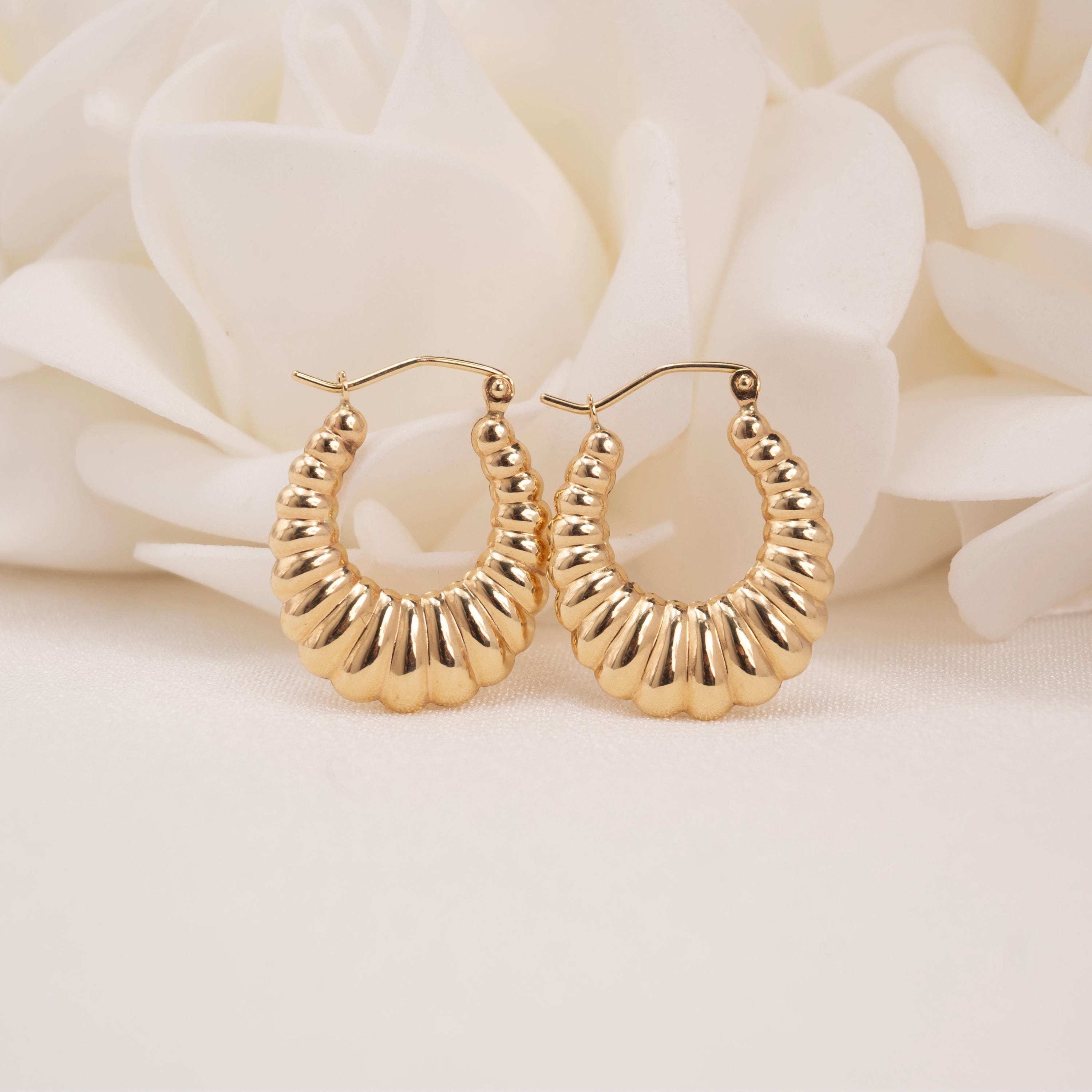 Genuine 14k Gold Classic Shrimp Hoop Earrings - Everyday Earrings