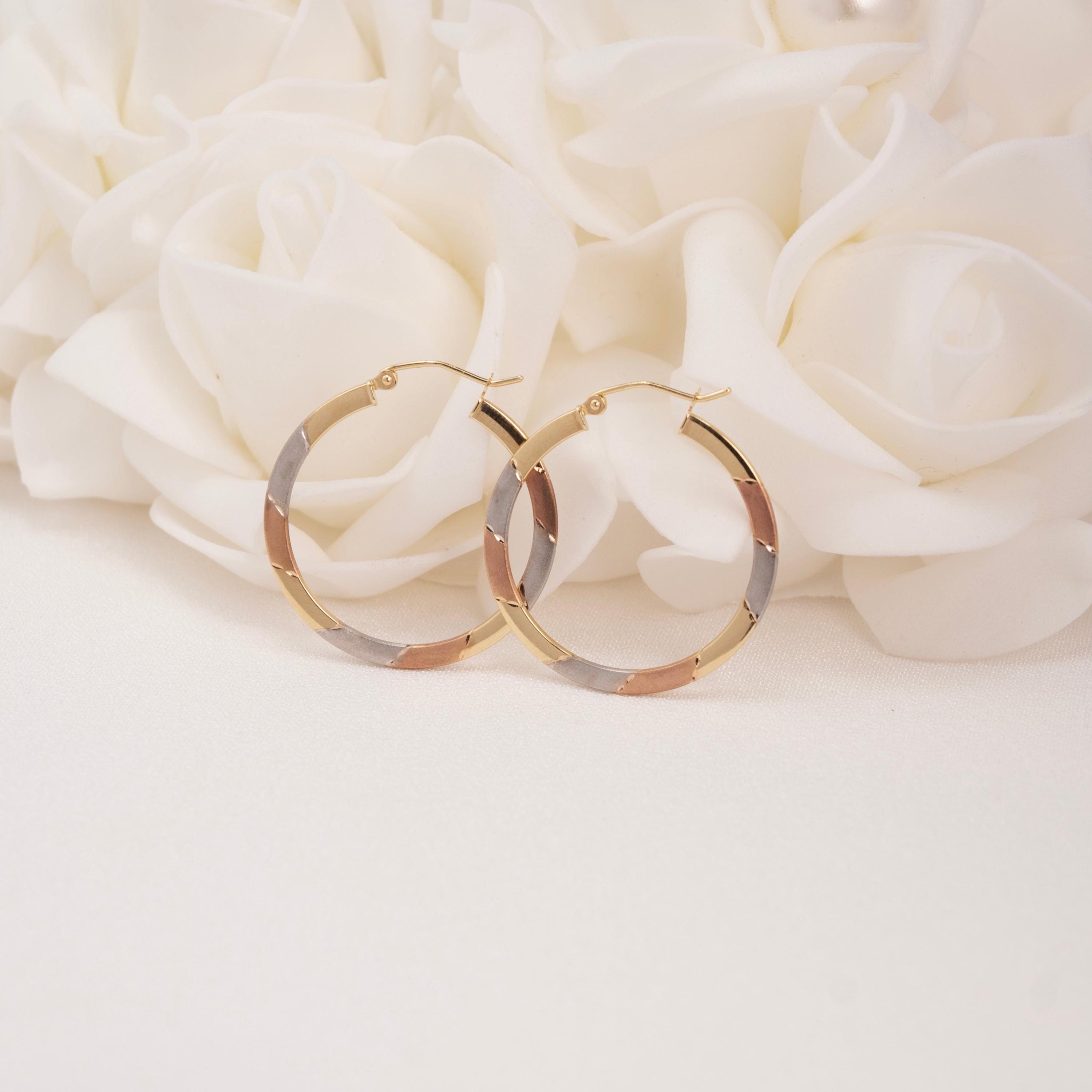 Greatera Orecchini a cerchio intrecciati in acciaio inossidabile tricolore alla moda per le donne Orecchini a cerchio rotondi geometrici placcati in oro  36