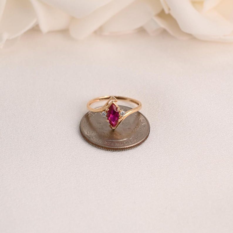 14k Marquise Simulated Ruby