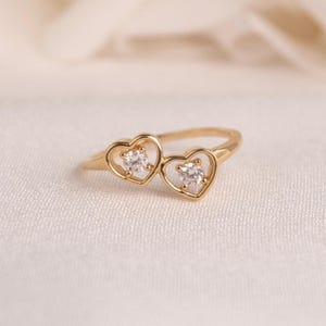 14k 2 Herzen Ring