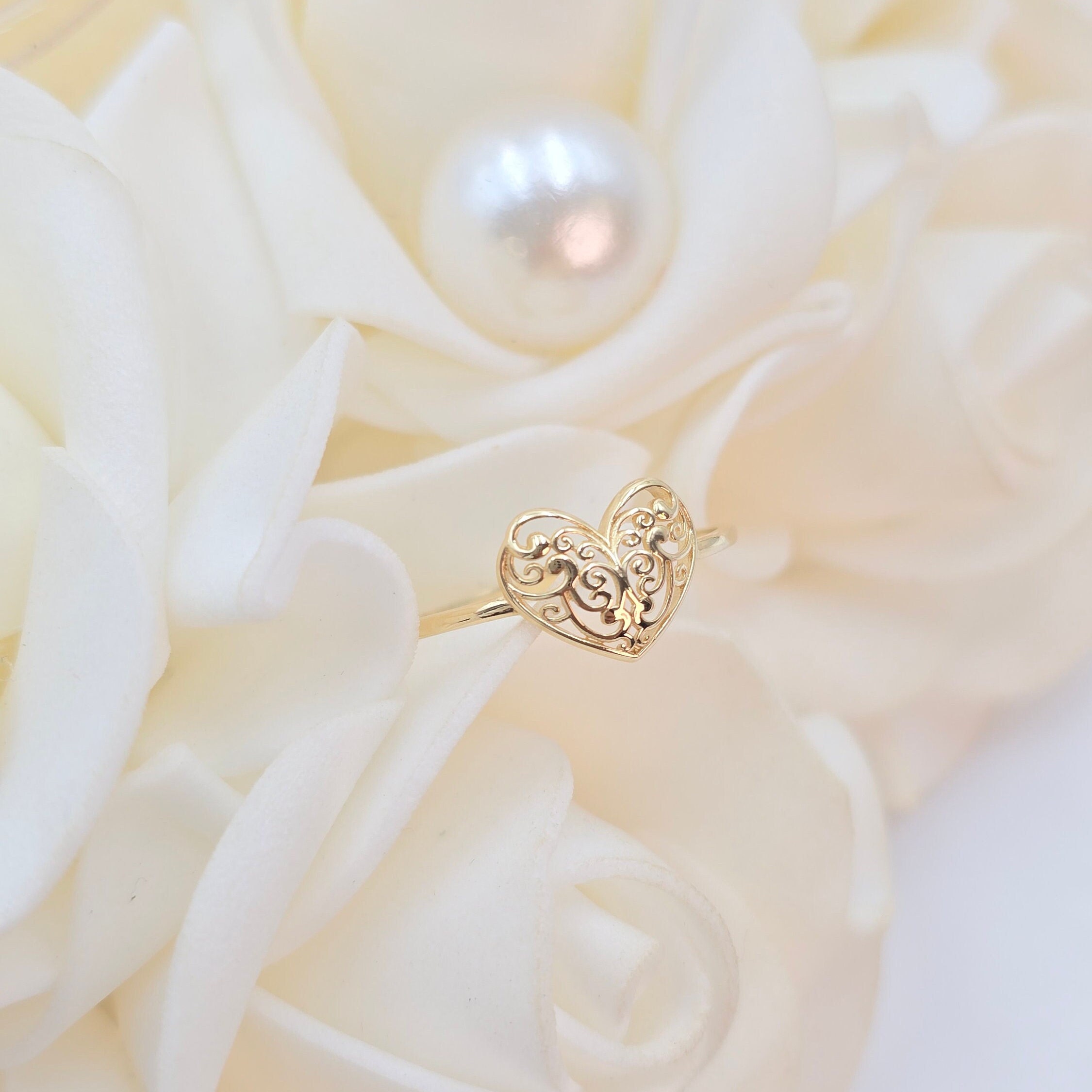 Womens Filigree Heartgold Ring Heart Shape Garnet Ring With Diamond