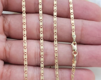 Solid 14k Yellow Gold Diamond Cut Valentino Chain - 16 to 24 Inches - Fine jewelry - Fair prices - 2.1MM