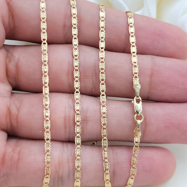 Solid 14k Yellow Gold Diamond Cut Valentino Chain - 16 to 24 Inches - Fine jewelry - Fair prices - 2.1MM