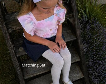 Baby Girl Photoshoot Outfit | Cotton Tights and Headband Set | First Birthday Outfit Girl | Soft Ribbed Tights | Cake Smash Outfit