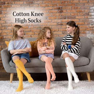 Girls Ribbed Knee High Socks | Cotton Kids Tall Socks | School Uniform Knee High | Ribbed Socks for Girls