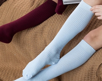 6 paia di calze al ginocchio da donna, in cotone e lycra, taglia EUR 37 – 40 grigio Grey