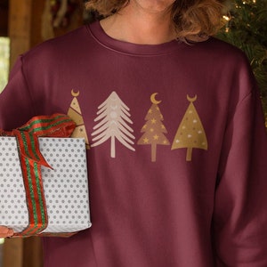 Boho Minimalist Christmas Tree Sweatshirt. Christmas Sweatshirt. Holiday Tree Sweatshirt. Merry Christmas Sweatshirt.