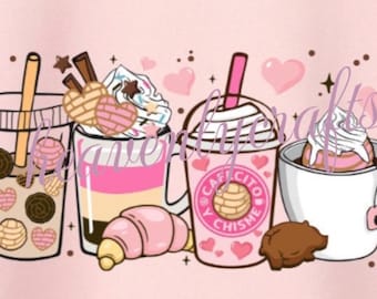 Cafecito y Chisme PNG SUBLIMATION file. Pan Dulce, digital download