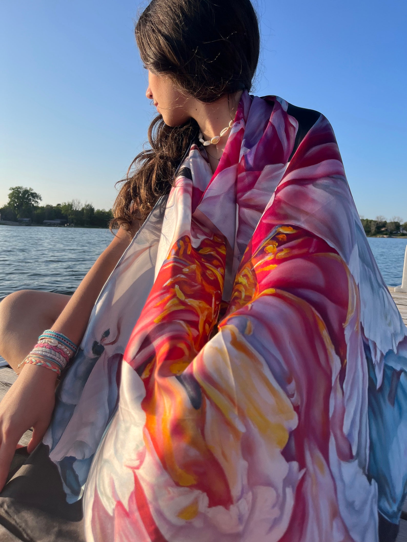 Serafina Gray Embroidered Shawl Top main image 0