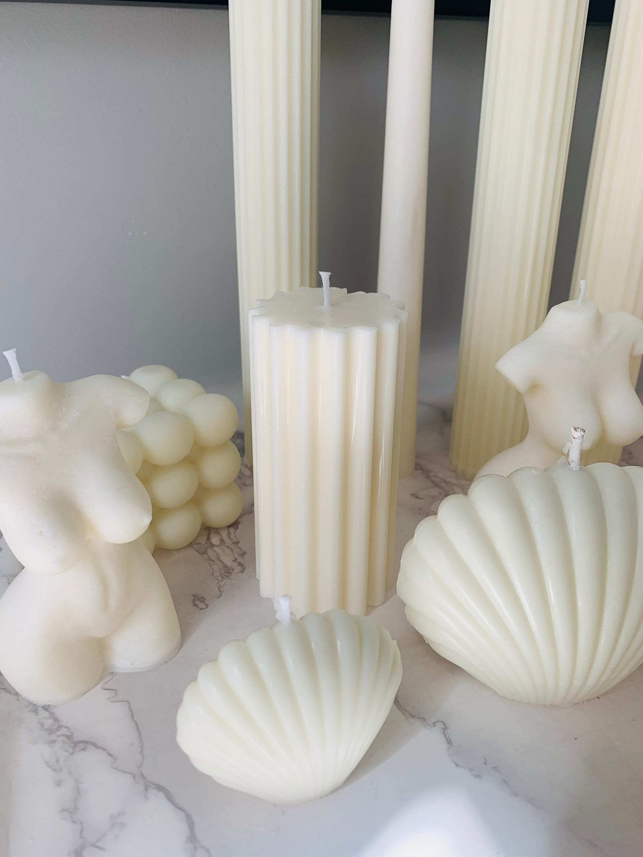 Natural Soy Candles Ridged Pillar Candles Tapered Candles Etsy