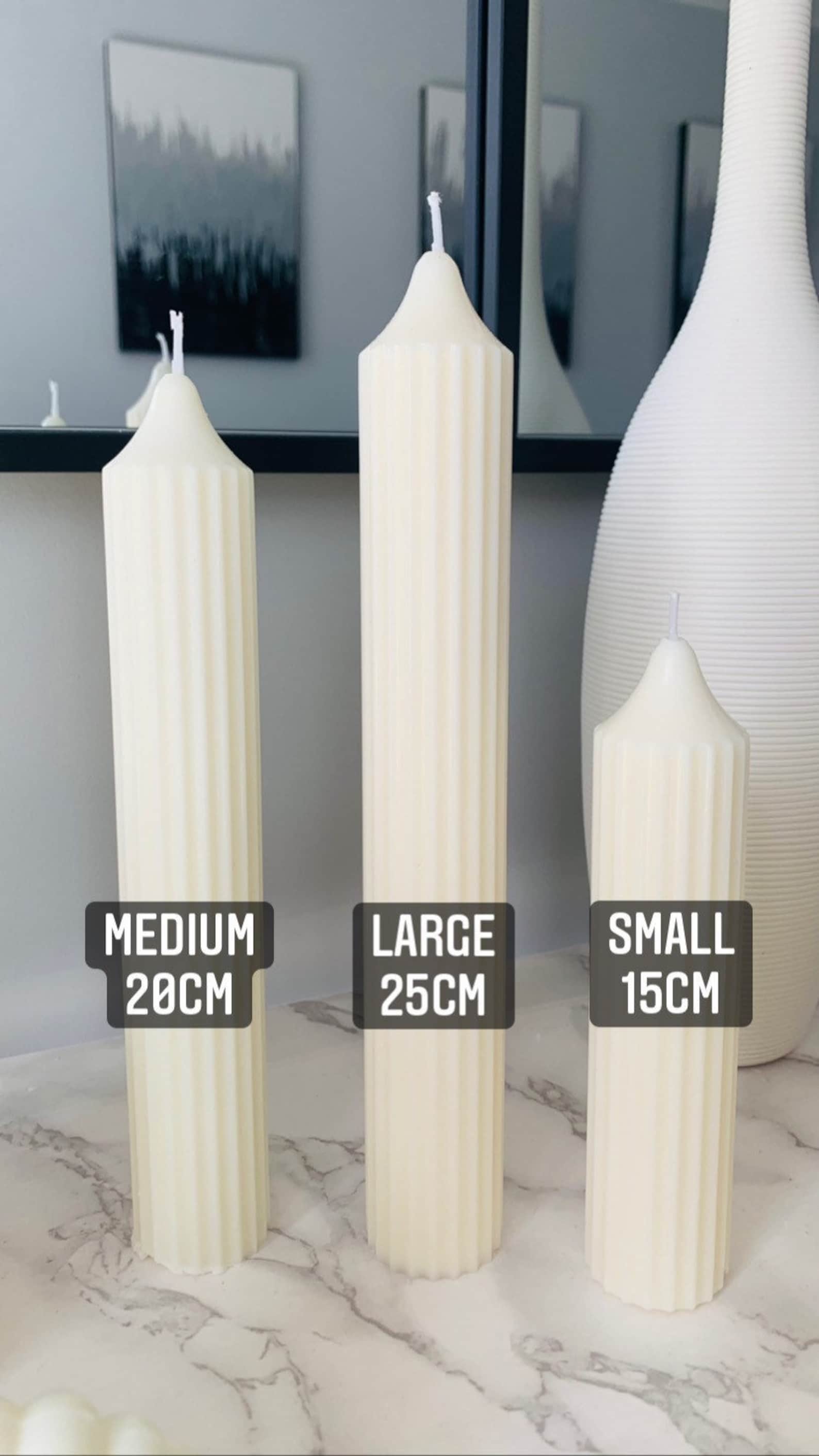 Natural Soy Candles Ridged Pillar Candles Tapered Candles Etsy