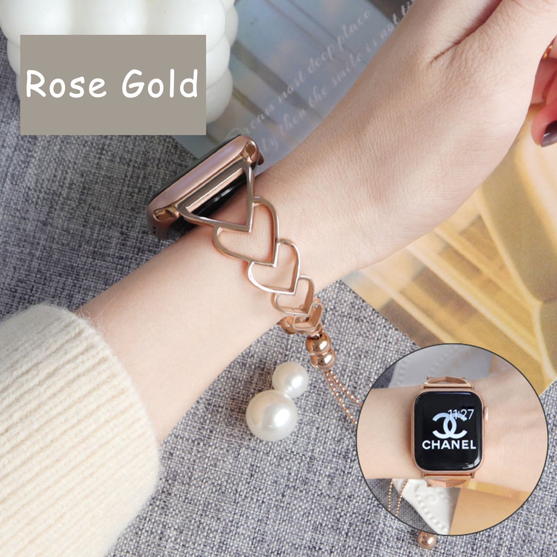 Gold Watch Band Women Luxury Gold Bracelet Iwatch Stainless Etsy