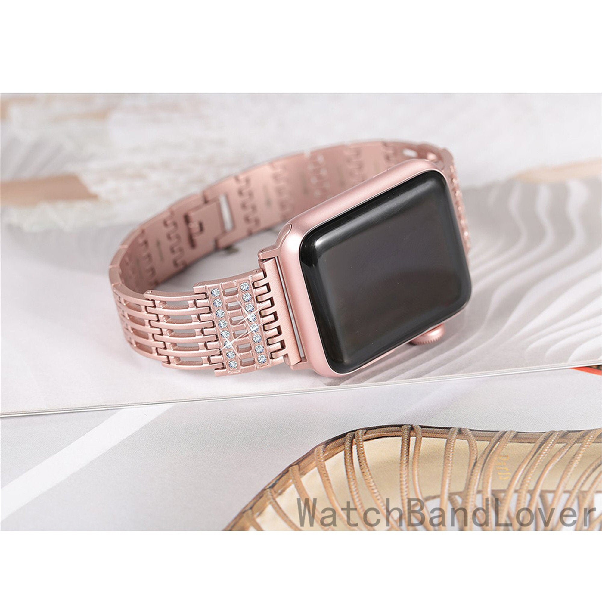 Rose Gold Watch Band 38mm 40mm 42mm 44mm Iwatch Rhinestones Etsy