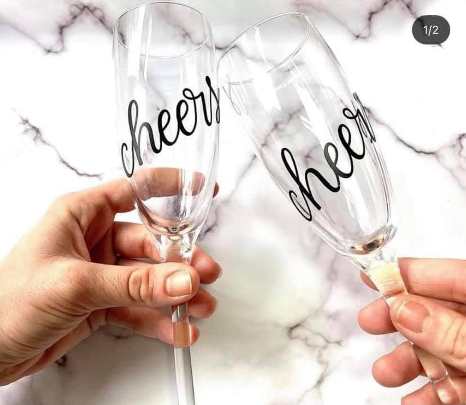 Cheers champagne glasses. Personalised Etsy
