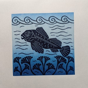 Shallows - Original linocut print - Limited edition - marine art - marine lover gift - gift for her - gift for him - Mother's Day gift