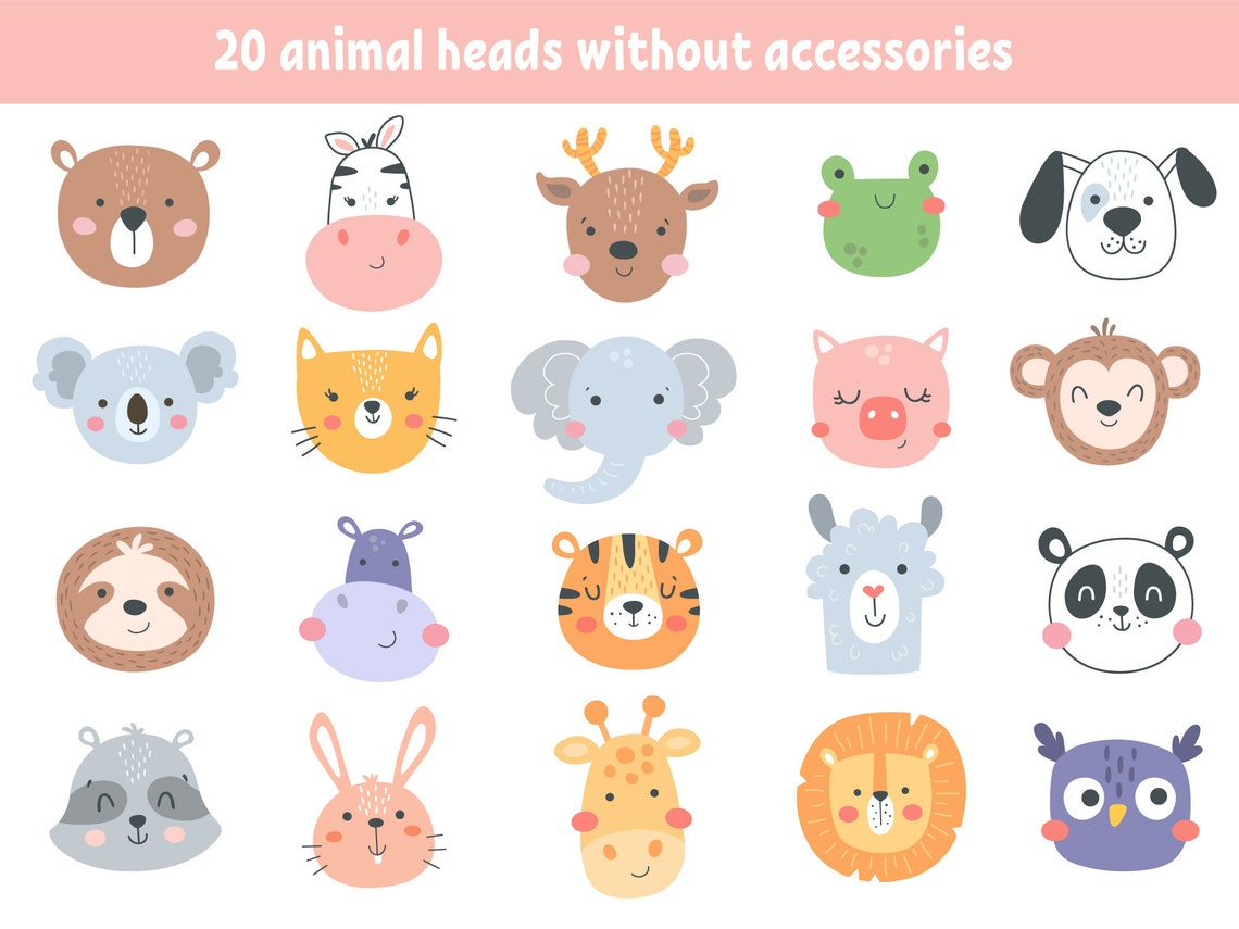 Süße Tiere Svg Tier Vektor Clipart Lustige Tiere Svg Zoo Tiere Etsy