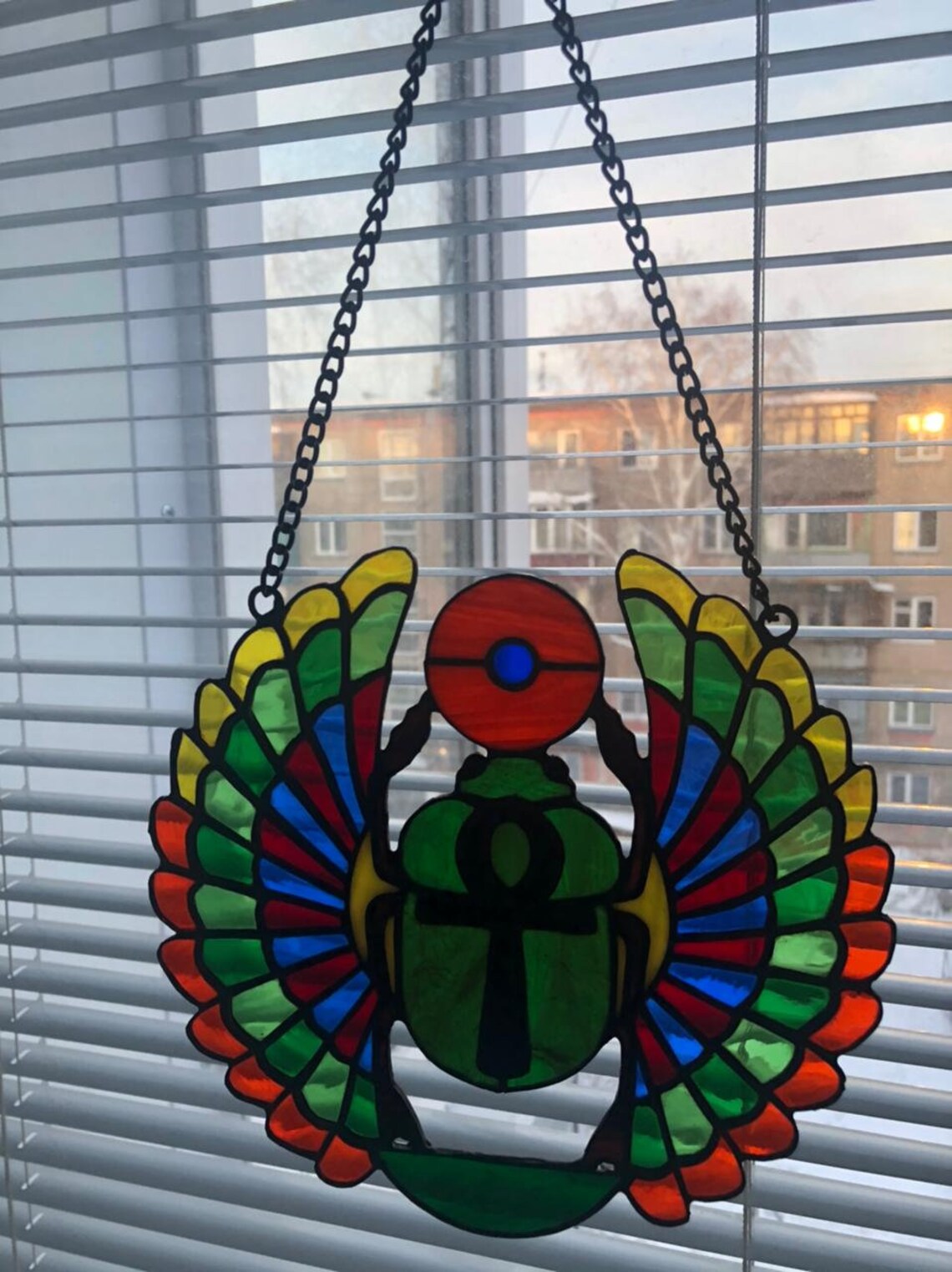 Stained glass Suncatcher Beetle Stain glass insect window | Etsy