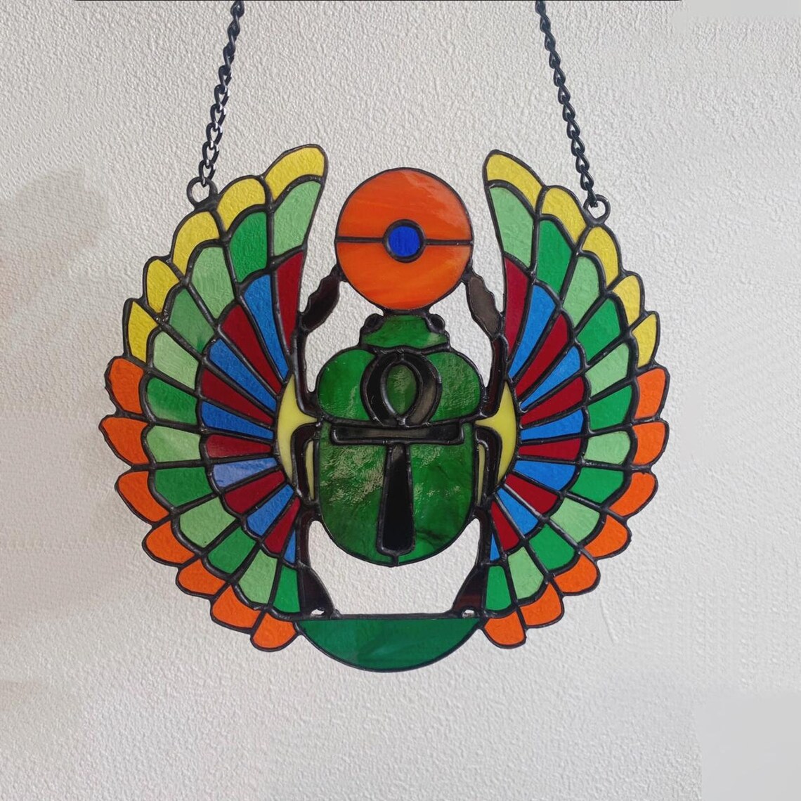 Stained glass Suncatcher Beetle Stain glass insect window Etsy