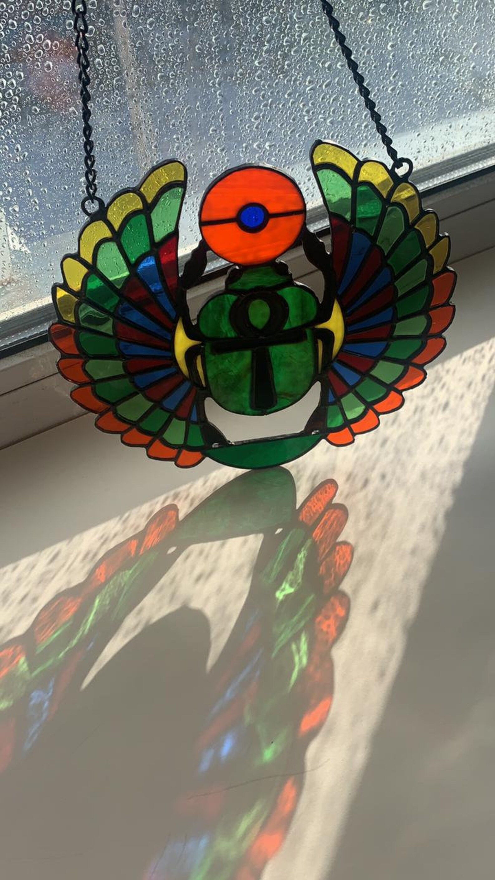 Stained glass Suncatcher Beetle Stain glass insect window | Etsy