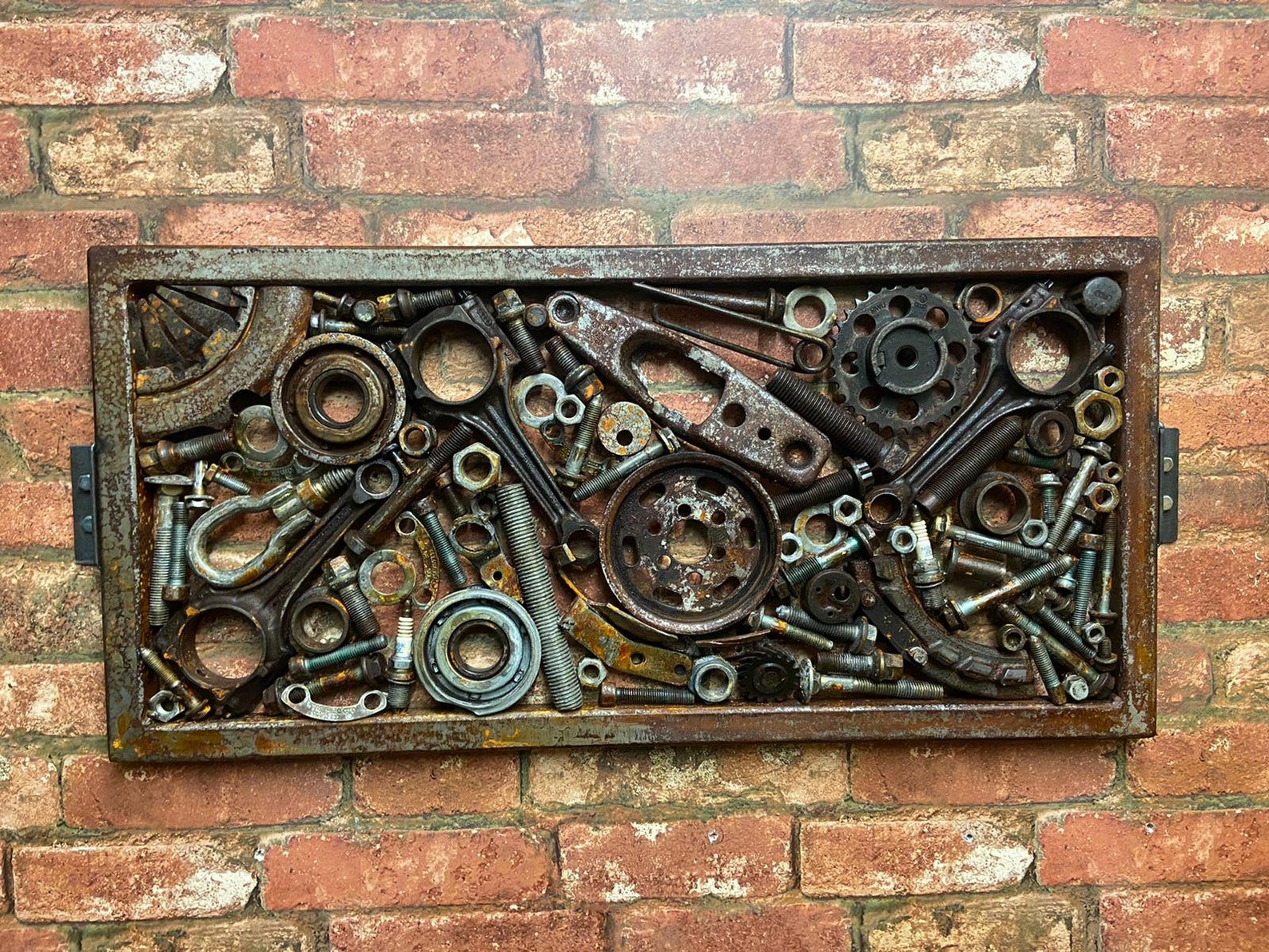 Car Part Wall Art Framed Scrap Metal Welded Sculpture Etsy
