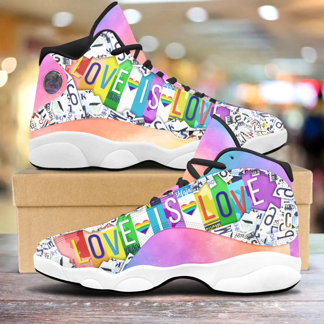 Lgbt Pride Air Jordan 13 Sneakers Shoes Love Is Love License Etsy
