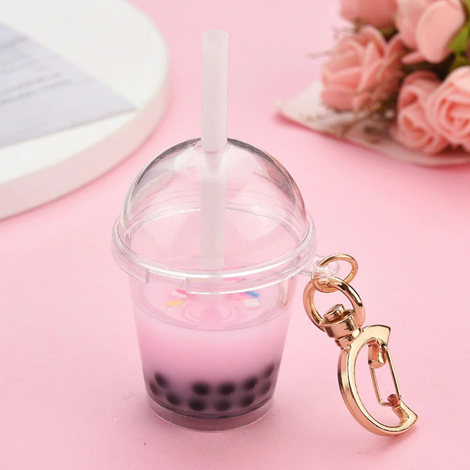 Boba Tea Keychain / Bubble Tea Charm / Cute Keychain Etsy