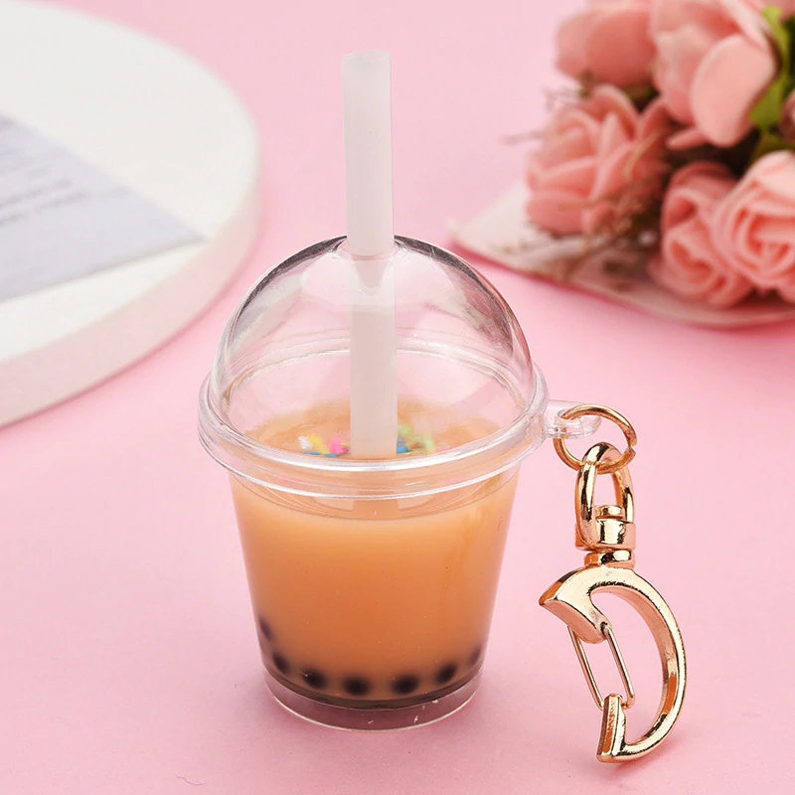 Boba Tea Keychain / Bubble Tea Charm / Cute Keychain Etsy