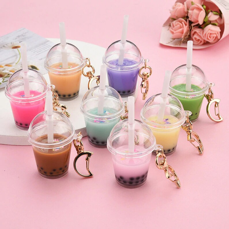 Boba Tea Keychain / Bubble Tea Charm / Cute Keychain Etsy