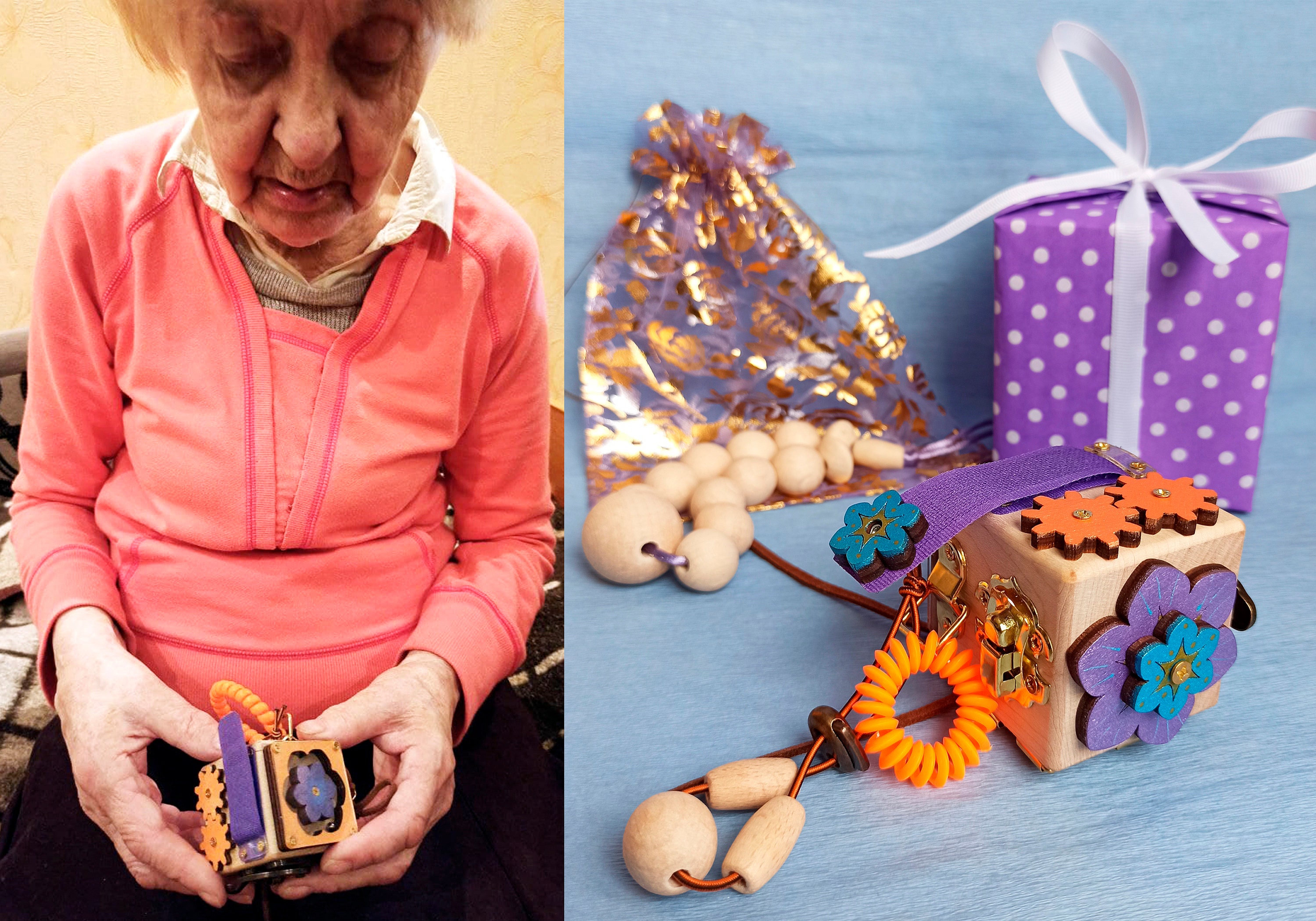 Stroke Patient Gift, Lewy Body Dementia Cube, Busy Cube for Seniors