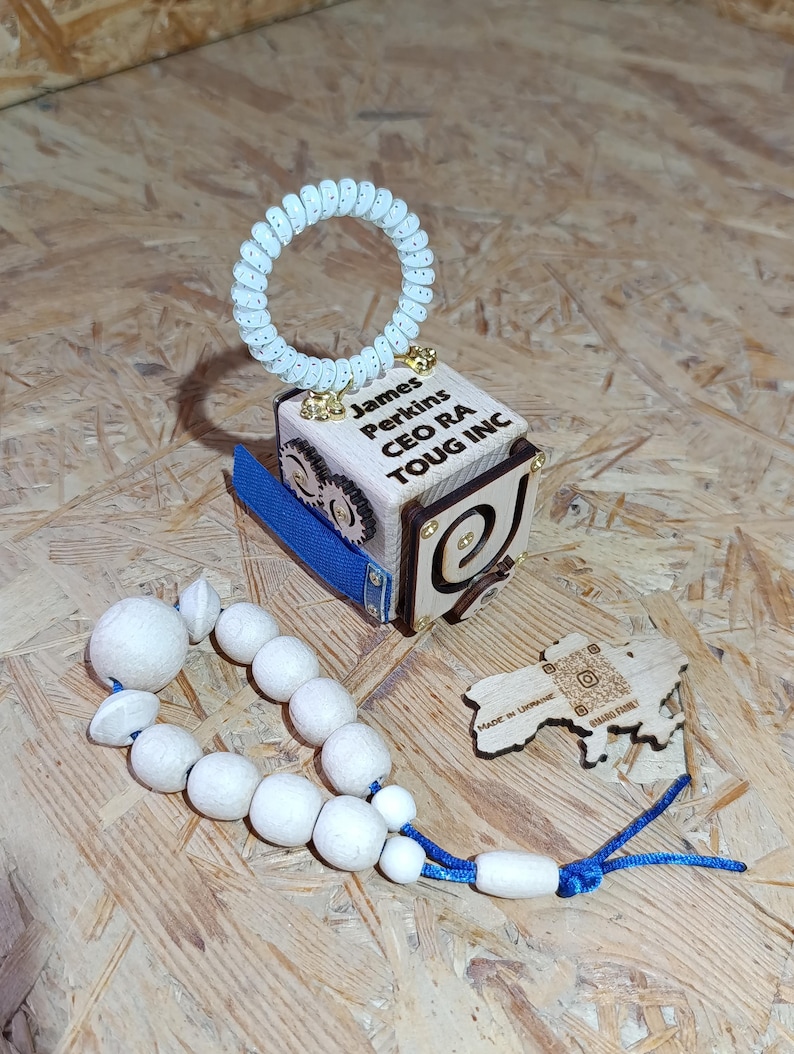 Personalized BusyCube, Dementia therapy Activity Toy, Birch Wood Fidget Cube, alzheimer therapy aid, senior anxiety relief image 20