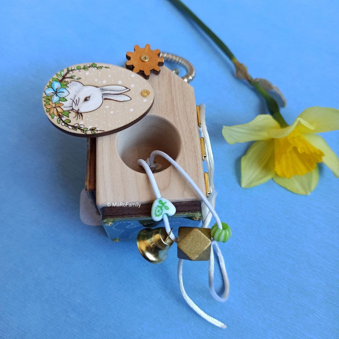 Busy Cube Rabbit Wood Easter Bunny Toy for Toddler Etsy